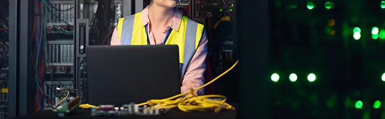 Girl working on Infrastructure in a Data Centre Girl working on Infrastructure in a Data Centre